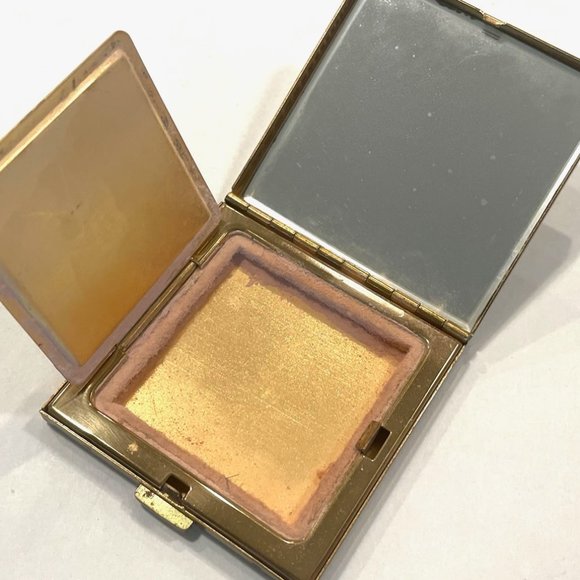 Volupte USA Mid Century Modern Brass Mirrored Miniature Powder Compact - Picture 9 of 9